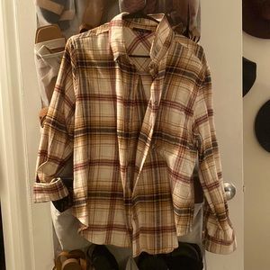Love Tree Brand Flannel - Camel Brown/Pink/Black Sz MED